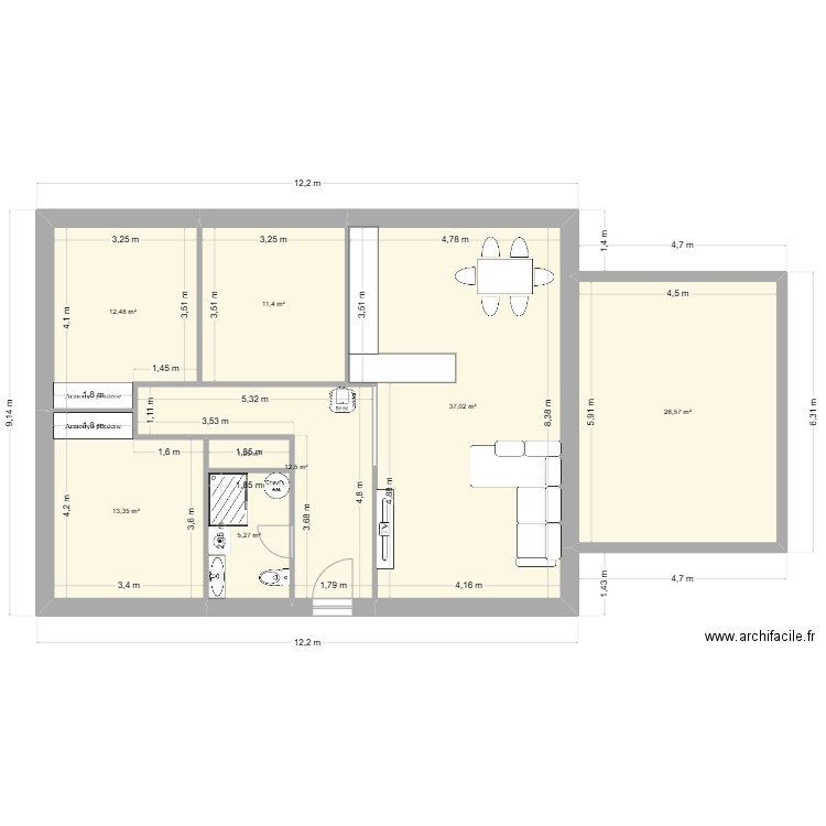plan 3eme maison. Plan de 8 pièces et 120 m2