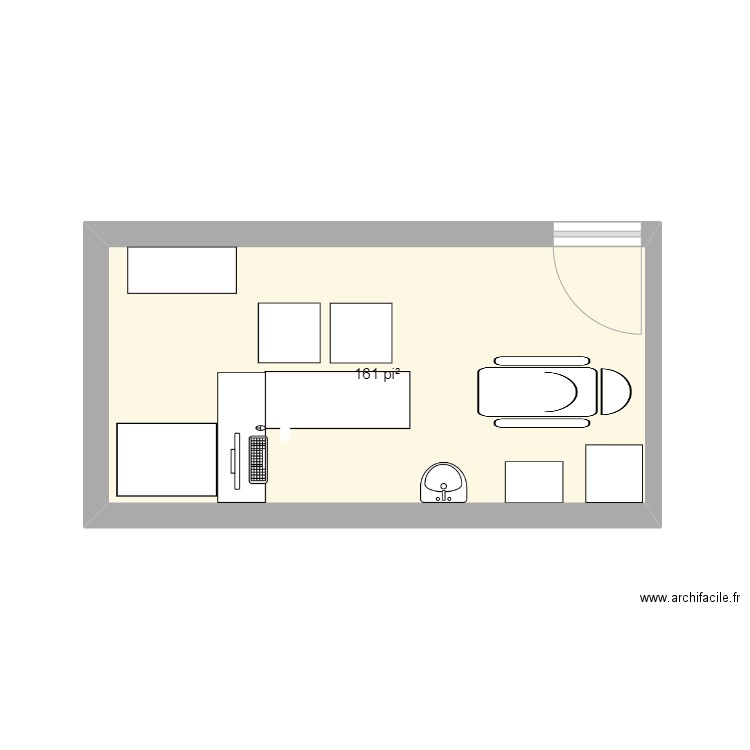 Bureau 3 V2. Plan de 1 pièce et 15 m2