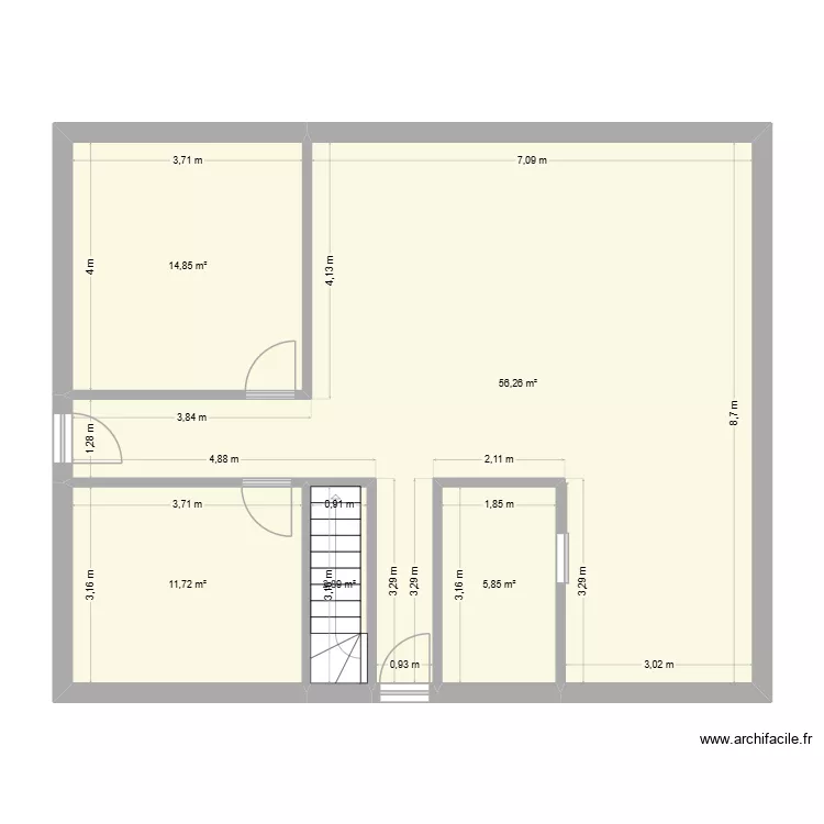 Home RDC Projet. Plan de 5  et 92 m²