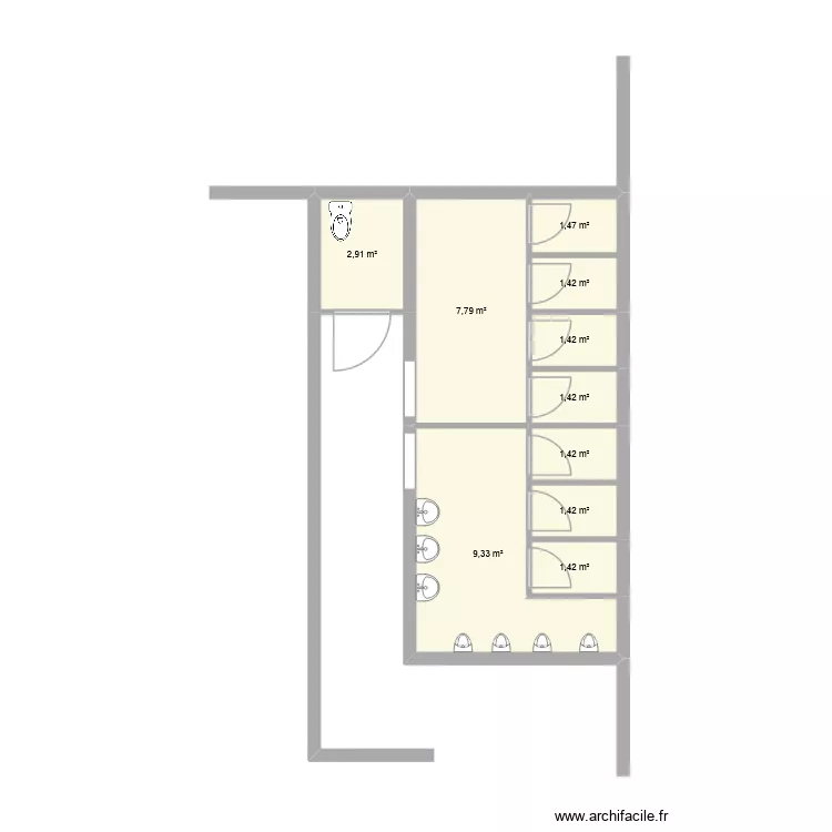 SANITAIRES. Plan de 10 Pièces et 30 m²