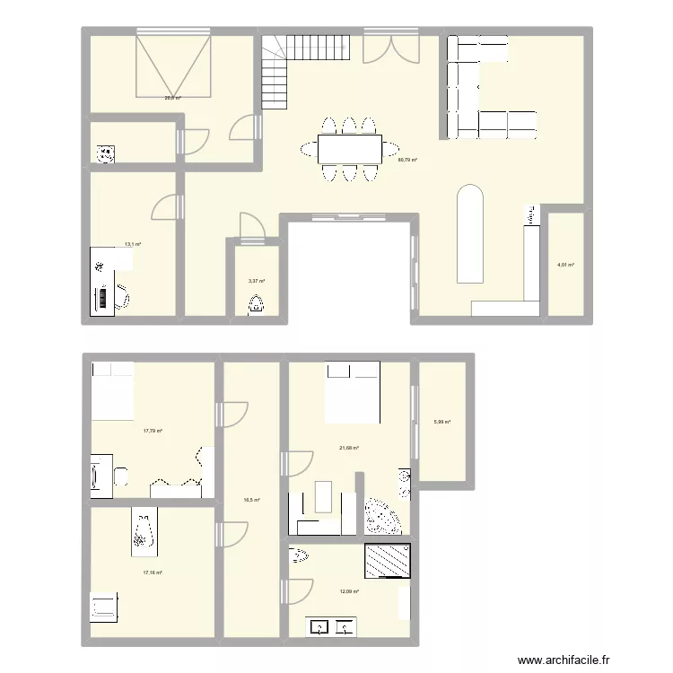 Maison. Plan de 11  et 213 m²