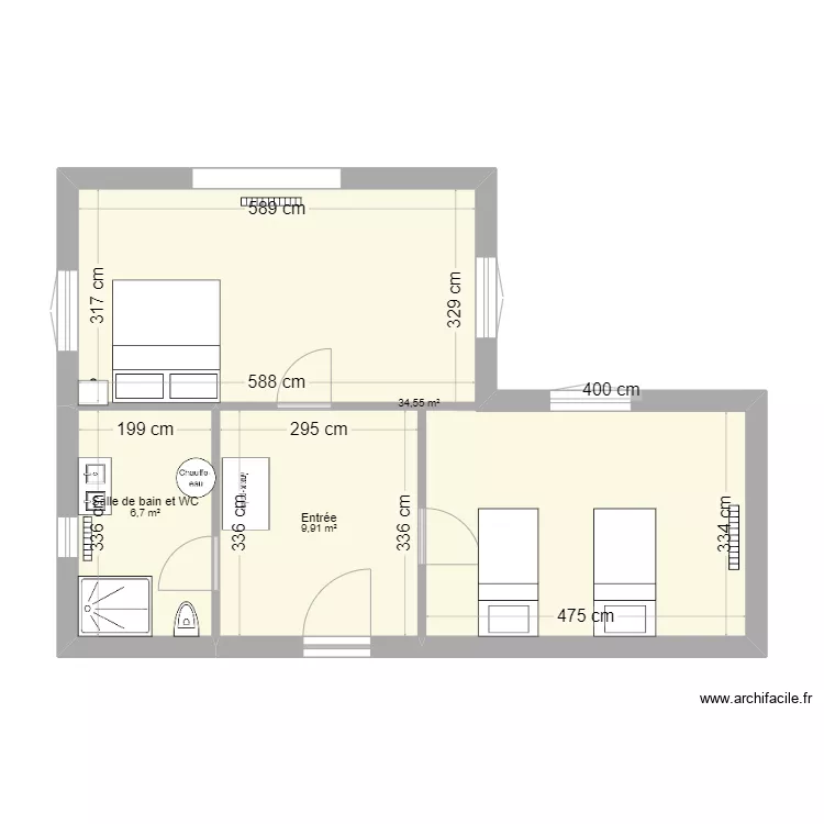 1er &eacute;tage_sanitaires a l'est_helene. Plan de 