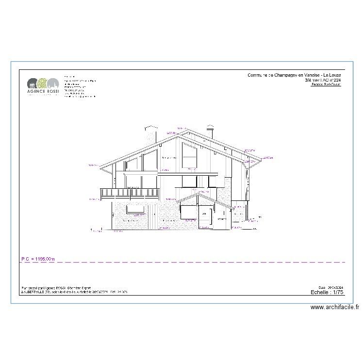 Existant Façade Sud Ouest. Plan de 0 pièce et 0 m2