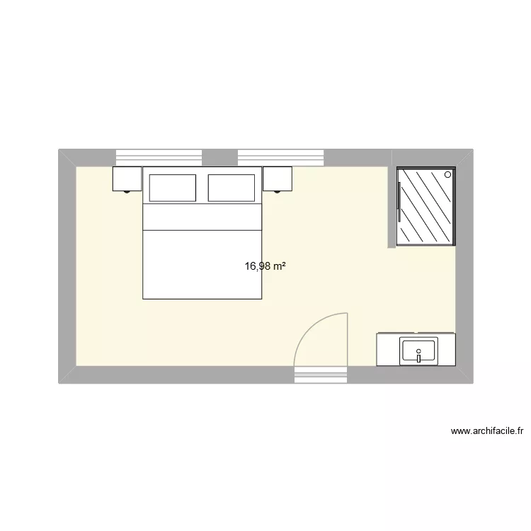 chambre. Plan de 1  et 17 m²