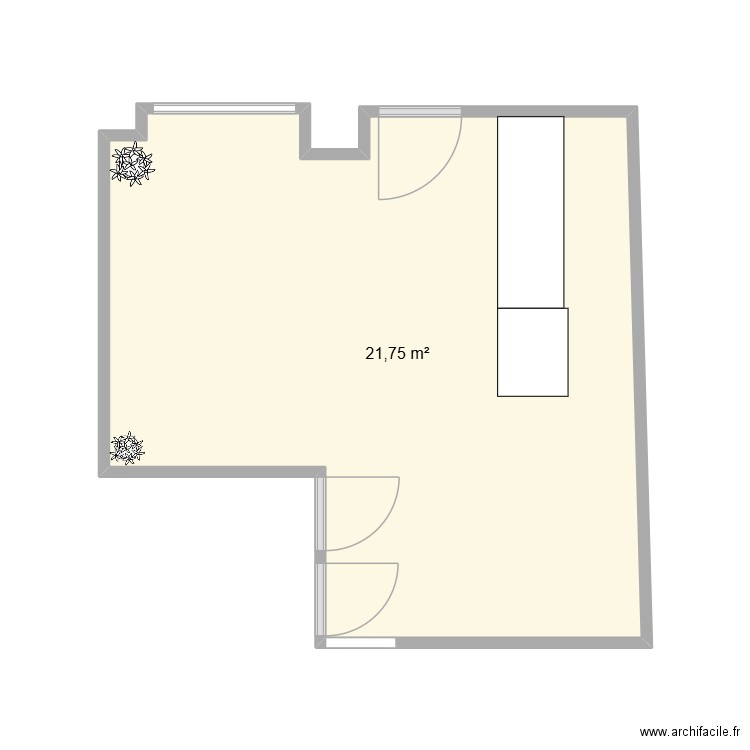 Coffee. Plan de 1 pièce et 22 m2