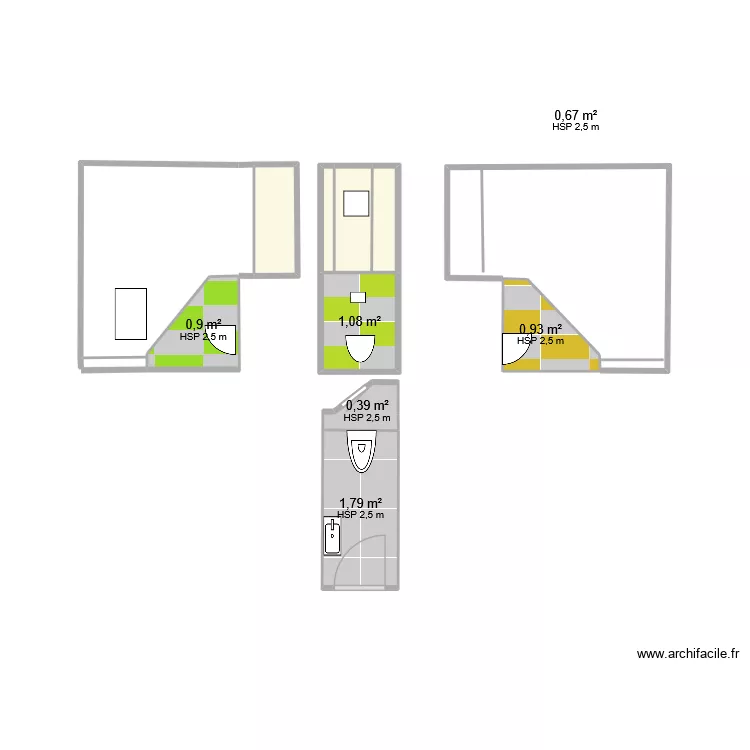 veranda. Plan de 9  et 7 m²
