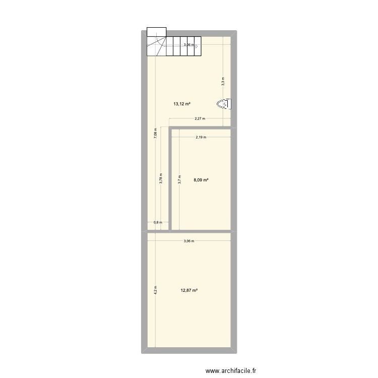 étag.cytes. Plan de 3 pièces et 34 m2