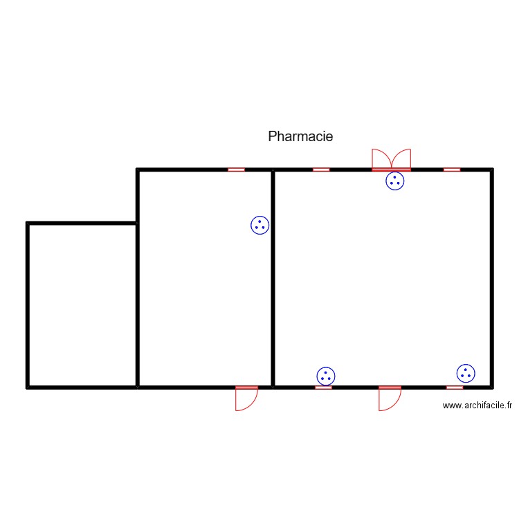 circuit prise de PHARMACIES Manonkpon. Plan de 3 pièces et 124 m2