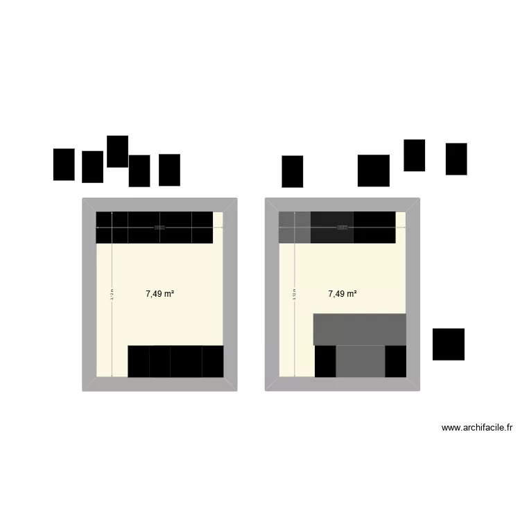 Buanderie. Plan de 2  et 15 m²