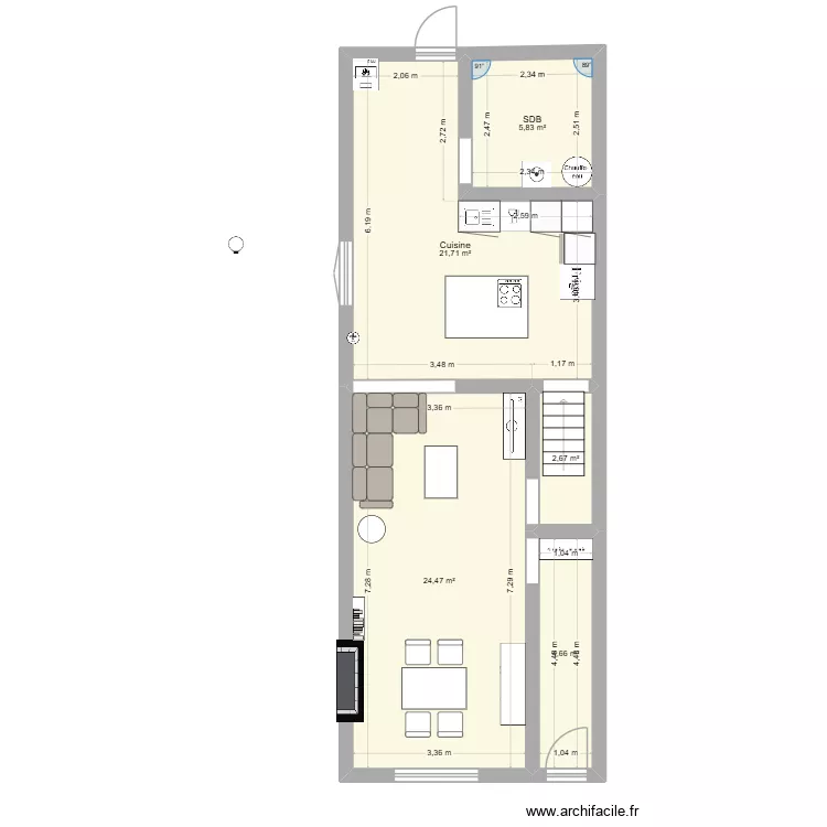 RDC MAISON. Plan de 5 et 59 m² RDC MAISON. Plan de 5 et 59 m²