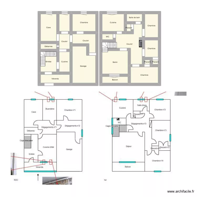 bienas. Plan de 22  et 56 m²