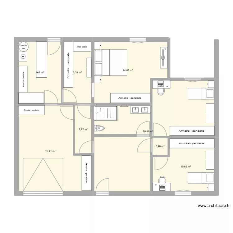 rdc travaux Elise eco 3. Plan de 8  et 94 m²