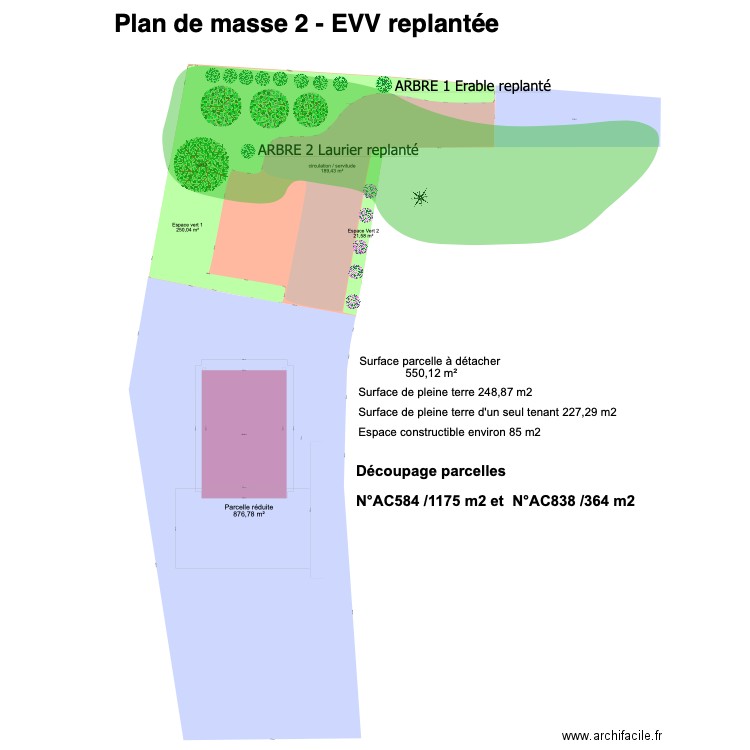 PLAN DE MASSE 2.1. Plan de 1 pièce et 102 m2