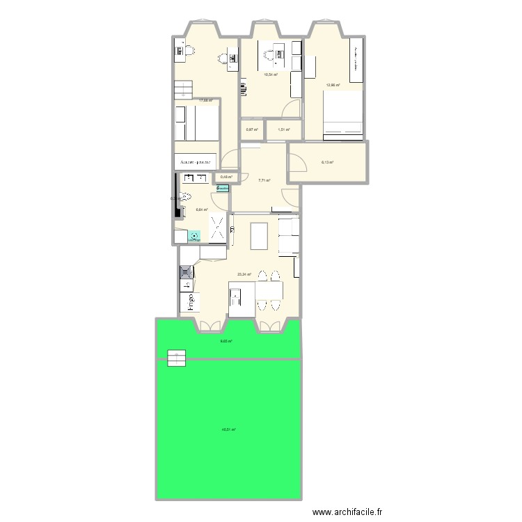After rénos - 1. Plan de 13 pièces et 138 m2