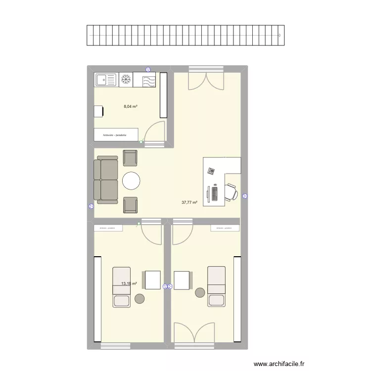 local chevry. Plan de 3 Pièces et 59 m² local chevry. Plan de 3 Pièces et 59 m²