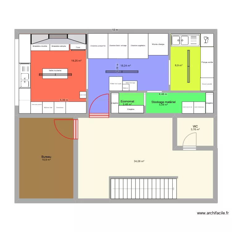 Local Payerne-v5. Plan de 8  et 108 m²