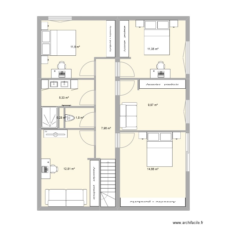 digne r+1. Plan de 9 pièces et 76 m2