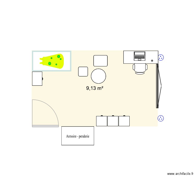 CO - Vue d'en haut. Plan de 1 pièce et 9 m2