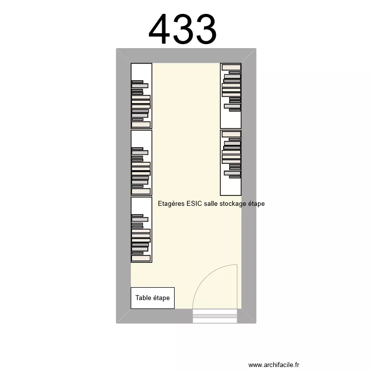 Salle 433 r&eacute;serve ESIC. Plan de 