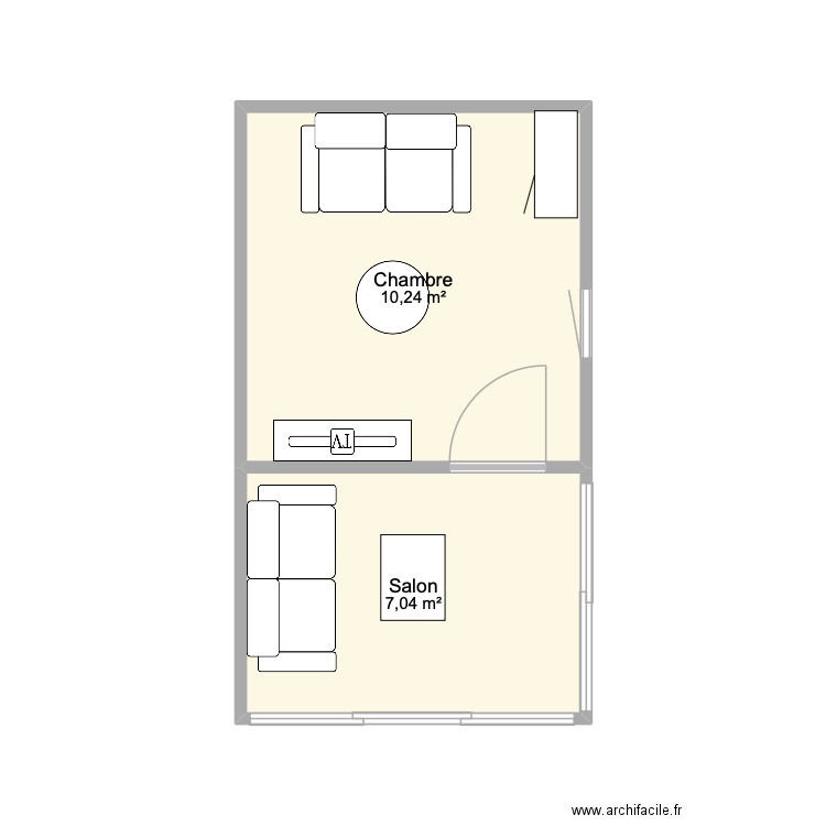 Mazot 2-7. Plan de 2 pièces et 17 m2