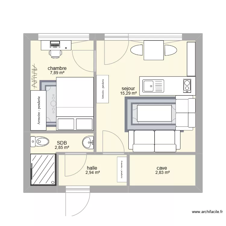 apparte. Plan de 5  et 32 m²