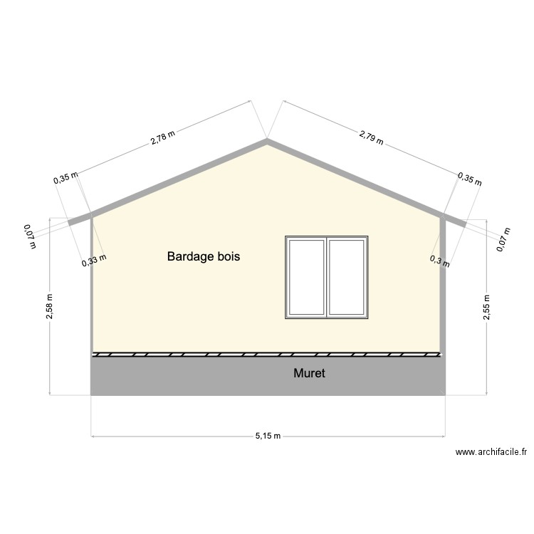 Abri de jardin Pignon nord . Plan de 2 pièces et 15 m2