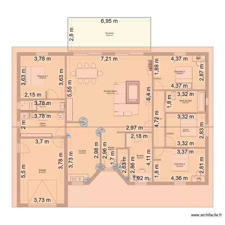 Maison droite. Plan de 