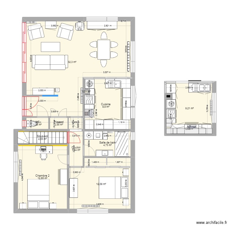 Maison du Tréport - Projet Rénov. Plain-Pied -cuisine 3. Plan de 18 pièces et 167 m2