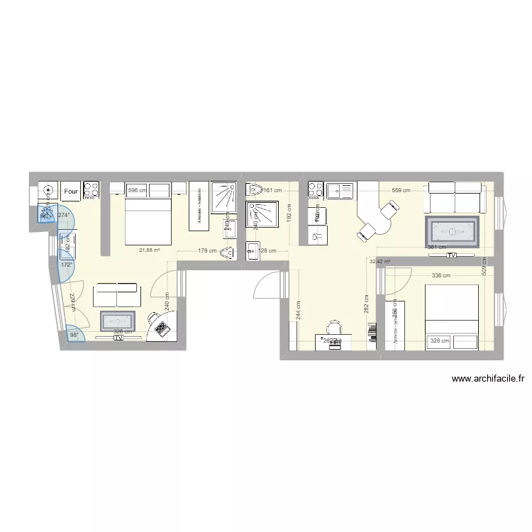 Plan T3 &agrave; diviser - Studio+ T2_v2. Plan de 