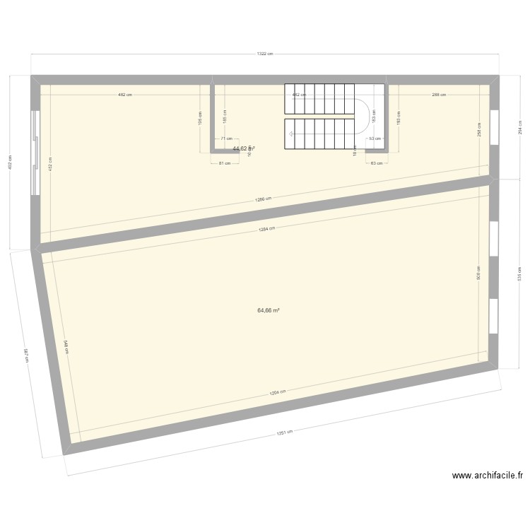 ETAGE 1.1. Plan de 2 pièces et 109 m2