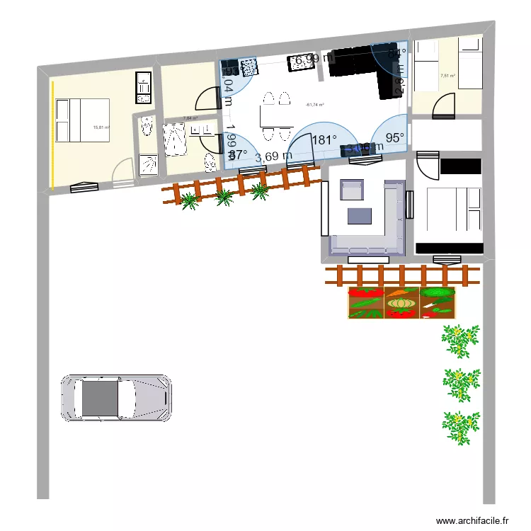SIDI COTE TERRAIN. Plan de 4  et 59 m²