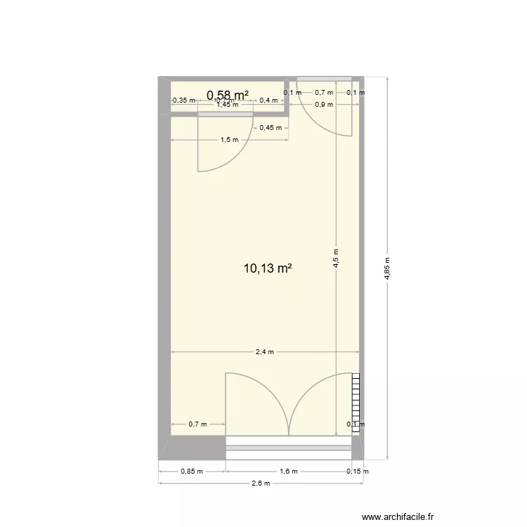 8 - M. Sandie à Valence - Chambre B sans meuble. Plan de 2 et 11 m² 8 - M. Sandie à Valence - Chambre B sans meuble. Plan de 2 et 11 m²