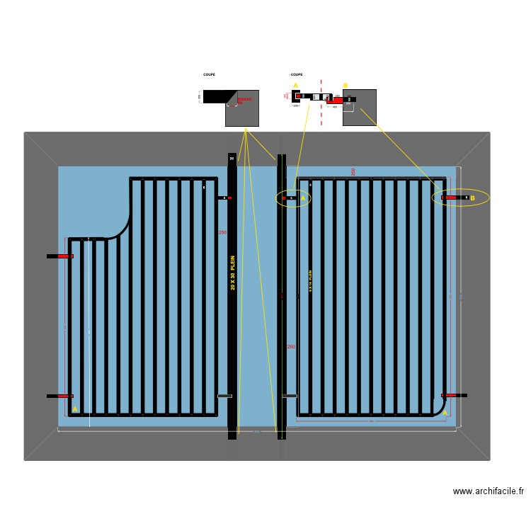GRILLE. Plan de 24 pièces et 85 m2