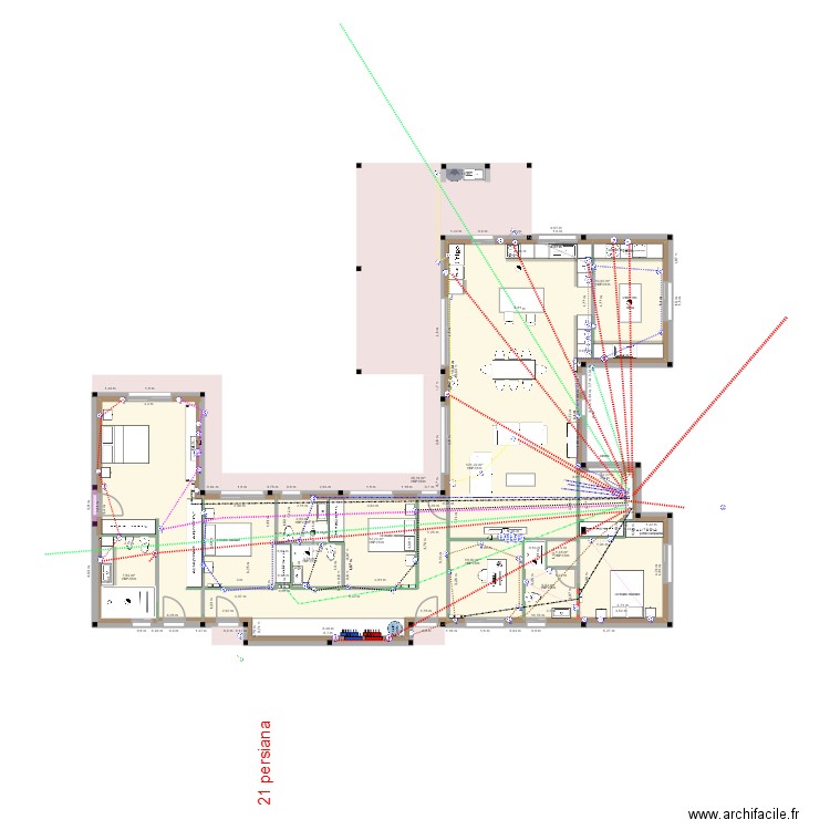 tomadas. Plan de 10 pièces et 409 m2