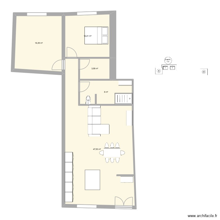 maison. Plan de 5 pièces et 89 m2