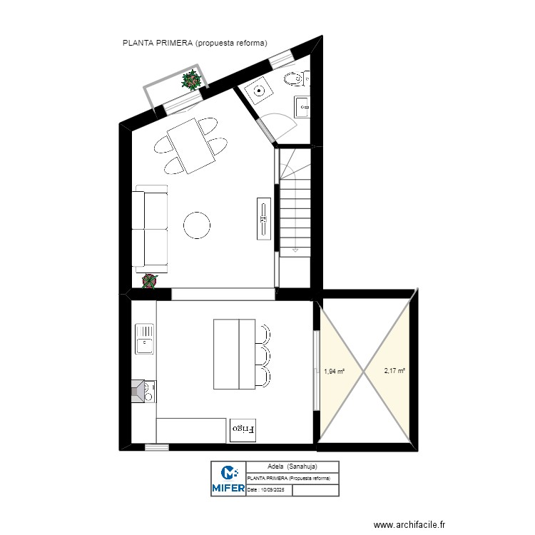 ADELA  (PLANTA PRIMERA )  PROPUESTA REFORMA SANAHUJA. Plan de 3 pièces et 24 m2