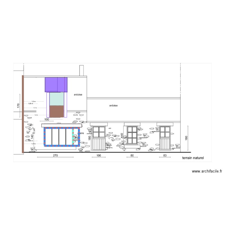 Façade juil 25. Plan de 3 pièces et 1 m2