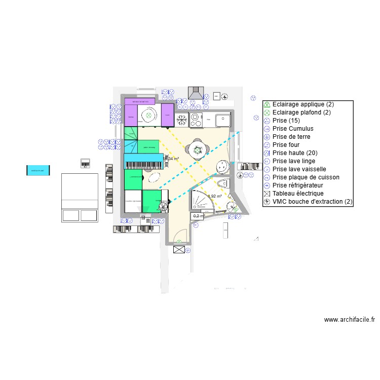 BOITE new sdb 2. Plan de 11 pièces et 42 m2