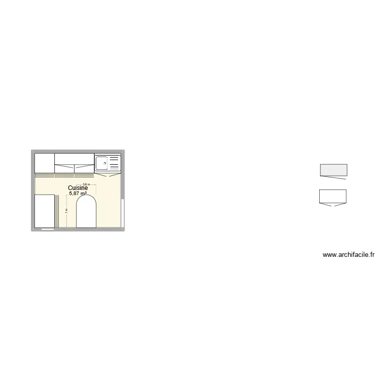 cuisine caserne. Plan de 1  et 6 m²