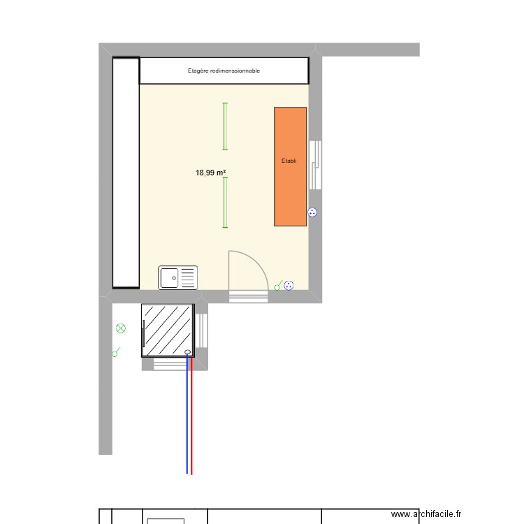 Casino. Plan de 2 pièces et 38 m2