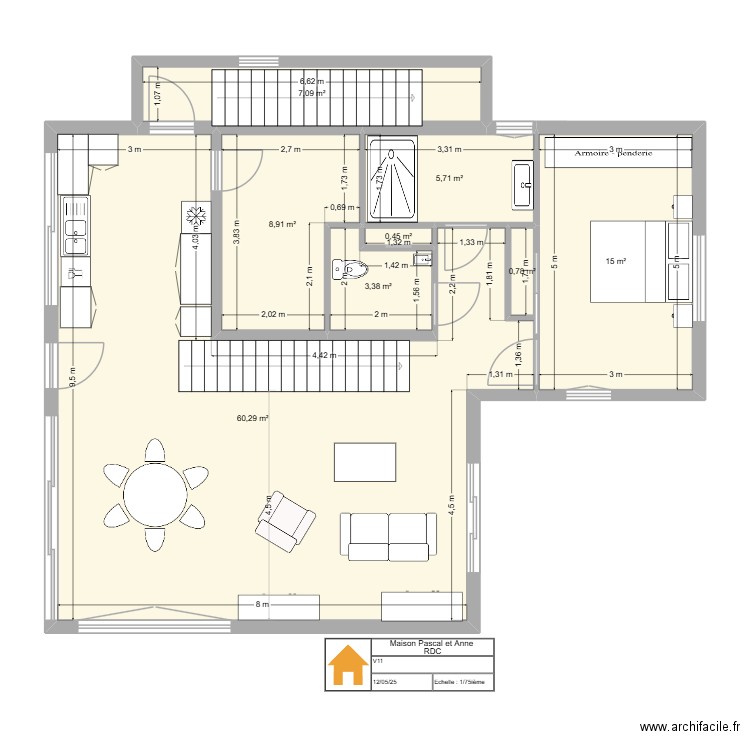 maisonVfinale. Plan de 8 pièces et 102 m2