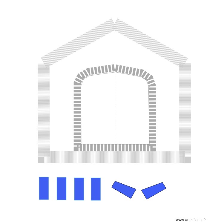 grange facade. Plan de 1 pièce et 43 m2