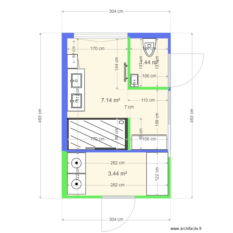 projet N°2 sdb BOGAERT . Plan de 0 pièce et 0 m2