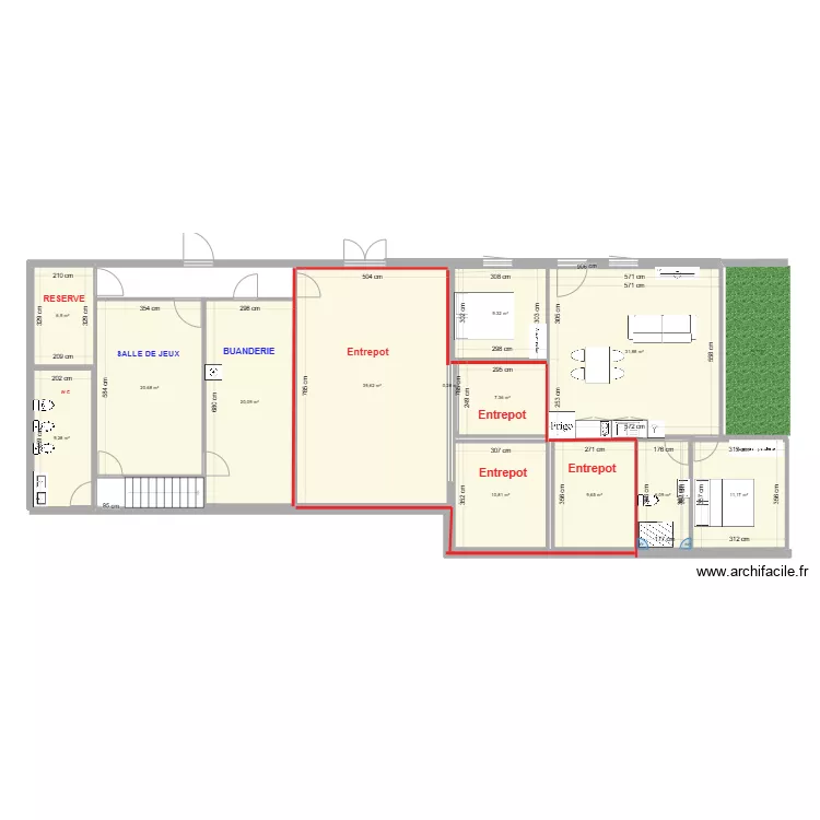 appart sous salle. Plan de 