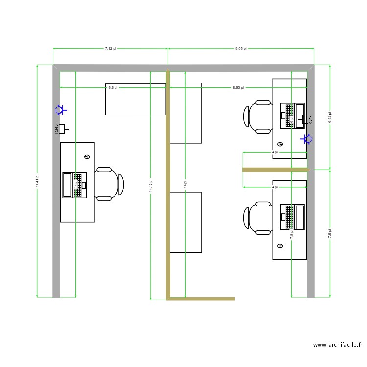 Ouest proposée. Plan de 0 pièce et 0 m2