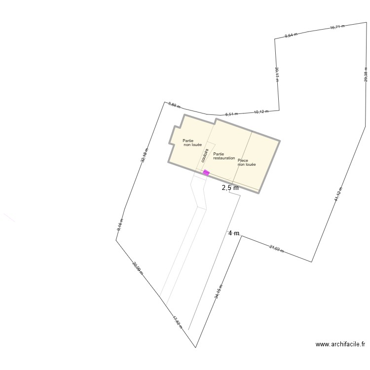 plan droit de passage . Plan de 1 pièce et 418 m2