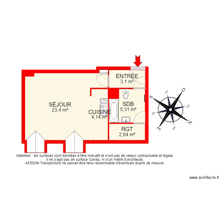 BI 20733 - . Plan de 7 pièces et 51 m2