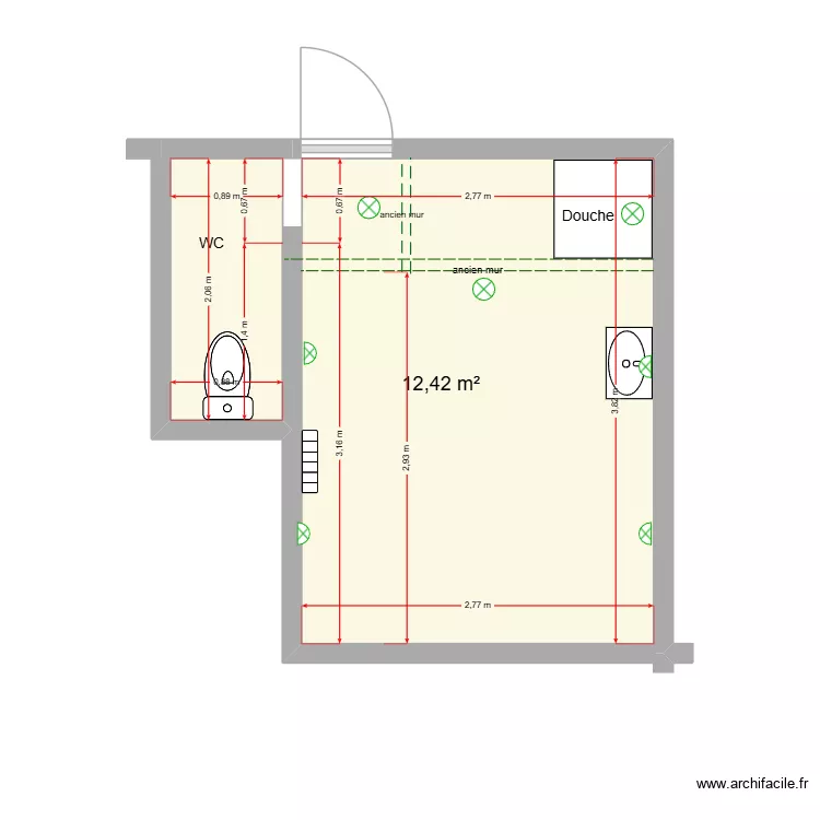 SALLE DE BAINS ETREPAGNY. Plan de 1 et 12 m² SALLE DE BAINS ETREPAGNY. Plan de 1 et 12 m²