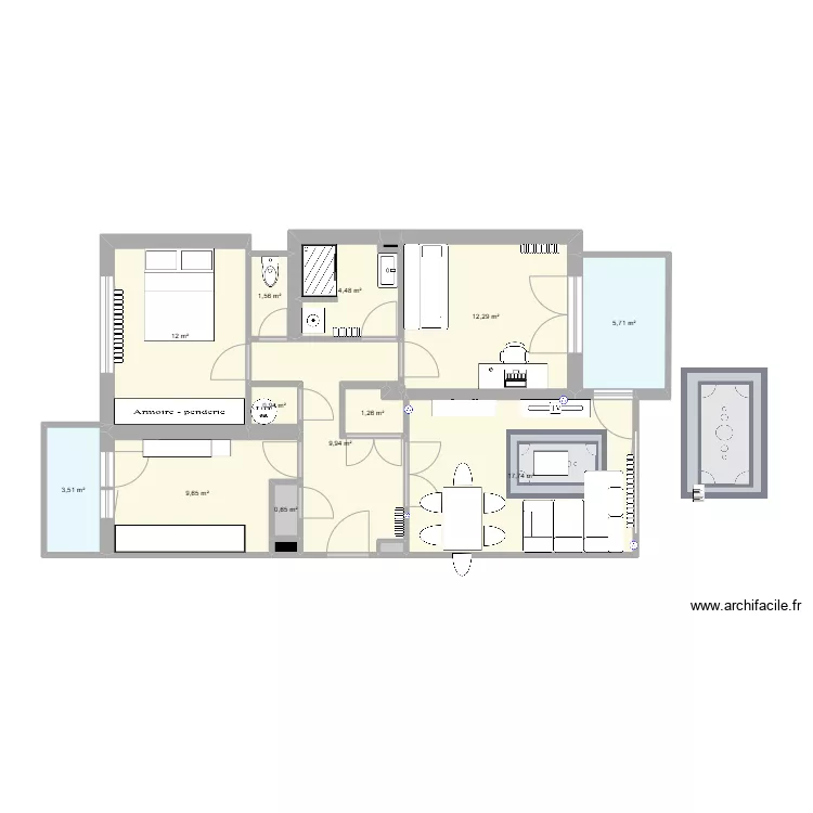 Appt Lyon 3. Plan de 