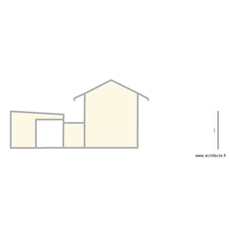 façade sud. Plan de 3 pièces et 39 m2
